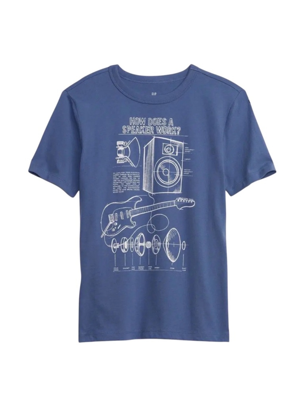 Gap Kids | How Does A Speaker Work Graphic T-Shirt Blue, Boys Large (10)